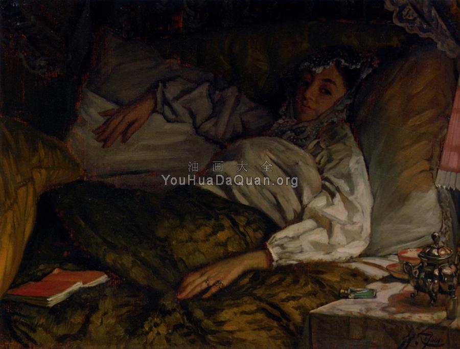 A Reclining Lady - 詹姆斯·蒂索